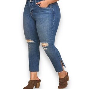 NEW NWT | Torrid High Rise Straight Button Fly Distressed Studded Jeans 16 Tall